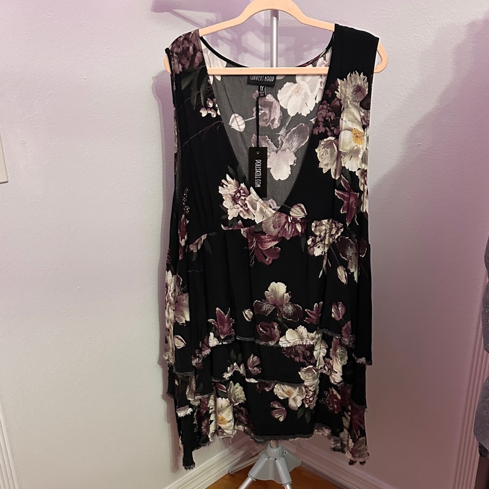 NWT Current Mood Floral Print Babydoll Dress 1X